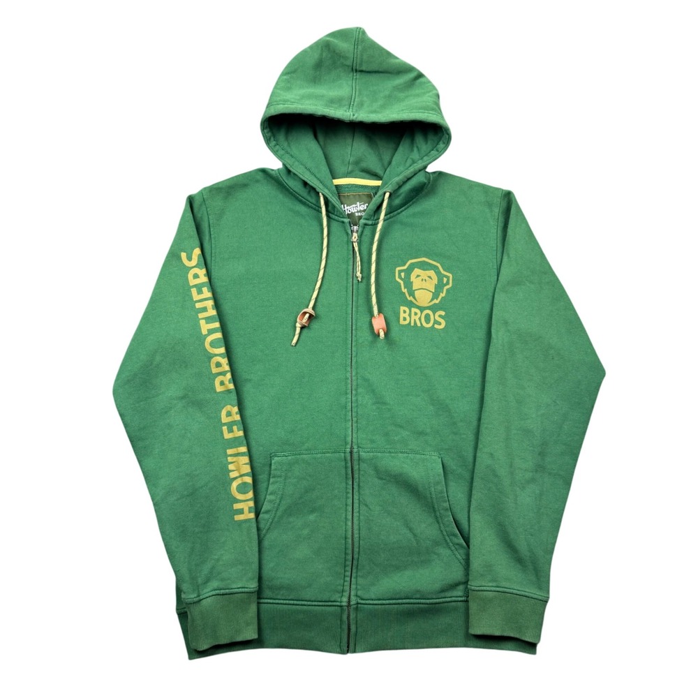 Howler Brothers Mens Large Green Full Zip‎ Hoodie Graphic Sleeve Logo Sweatshirt